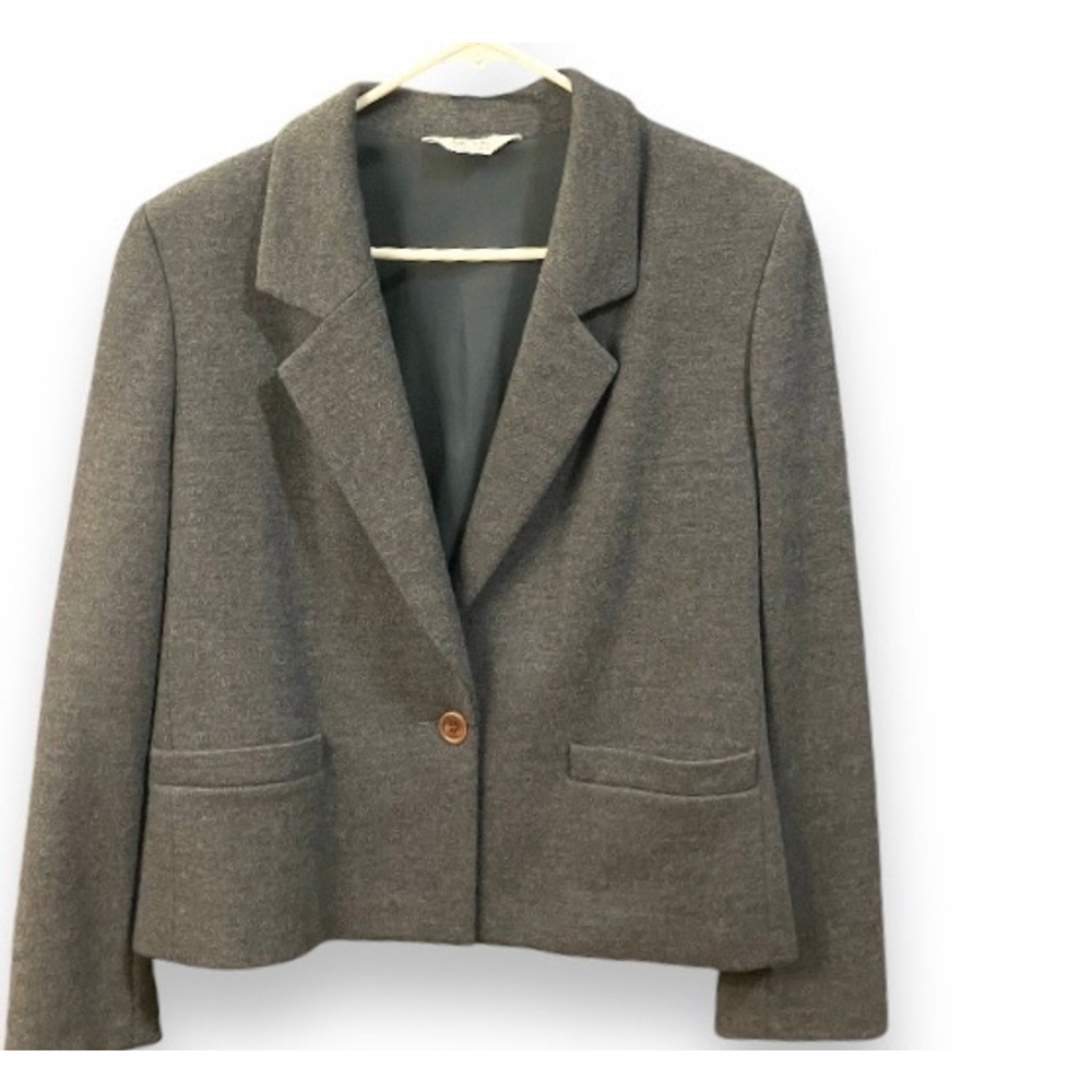 Bleyle Blazer 100% Wool Button Blazer Hip Pockets Gray Vintage Sz XS